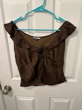 American Eagle Outfitters Brown Ruffle Tie-Front Camisole